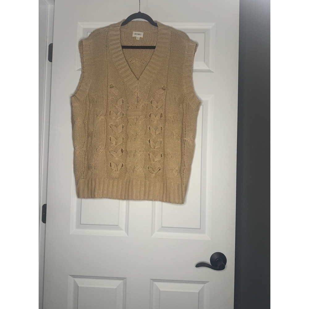Bibi Sleeveless V Neck Knit Sweater Vest  Xl Tan